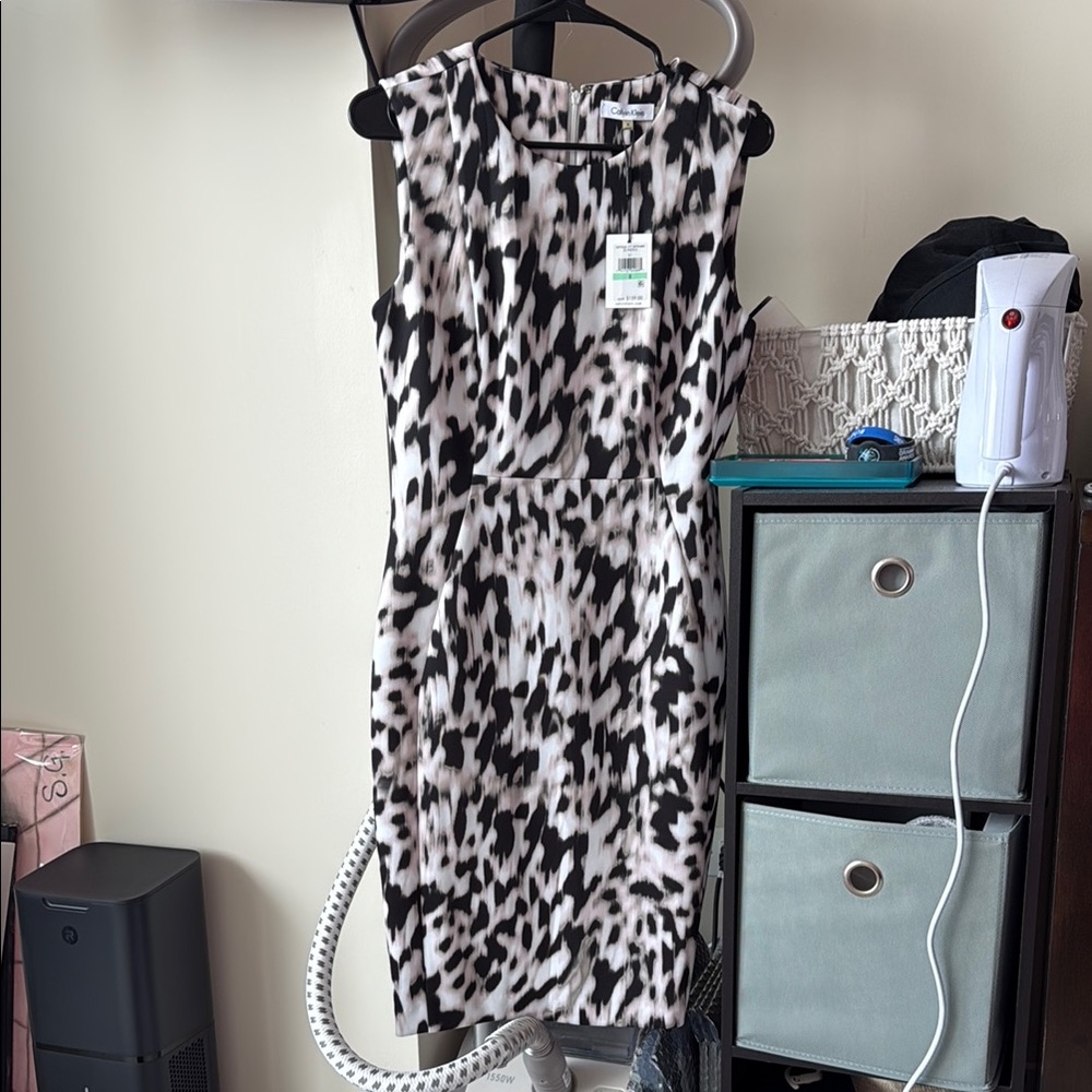 Calvin Klein Black and White Midi Dress